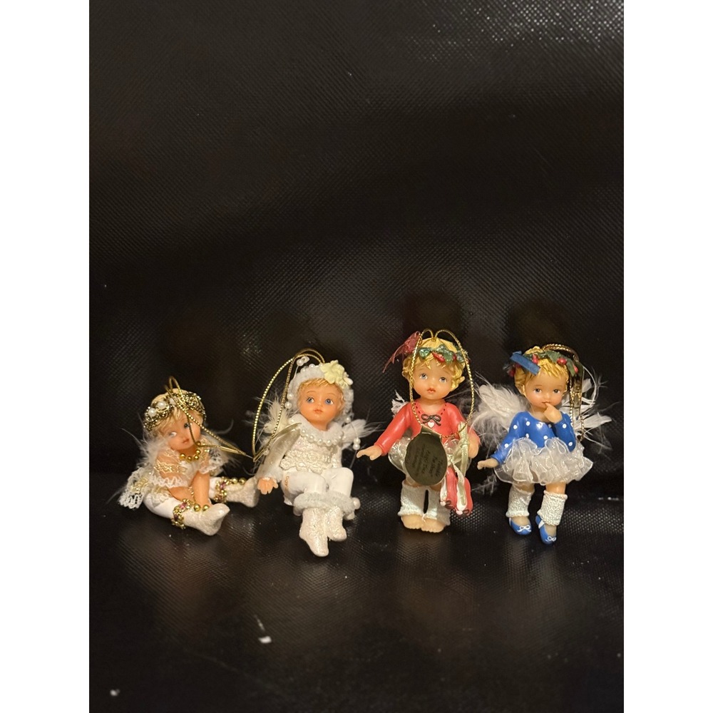 GG Santiago Twinkle Toes Angel Dolls Christmas Ornaments Set of 4 Vintage Cherub